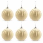 PACK X6 BOLA FORRADA TERCIOPELO CHAMPAÑA 10cm
