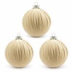 PACK X3 BOLA FORRADA TERCIOPELO CHAMPAÑA 15cm