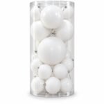 TARRO DE 20 BOLAS BLANCAS BRILLANTES Y MATE DIFERENTES TAMAÑOS
