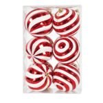 CAJA x 12 BOLAS SURTIDAS ROJAS Y ROJAS/BLANCO 10cm
