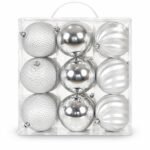 CAJA x 18 BOLAS PLATEADAS SURTIDAS 10cm