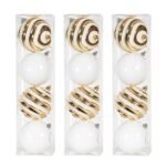 PACK X3 CAJA 4 BOLAS BLANCAS/DORADAS 10cm