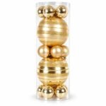 TARRO 17 BOLAS DORADAS SURTIDAS 2 DE 15cm y 15 DE 6cm