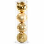 TARRO 4 BOLAS DORADAS SURTIDAS 15cm