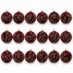 PACK X3 CAJA 6 BOLAS VINOTINTO VELVET CON DORADO 8cm