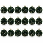 PACK X3 CAJA 6 BOLAS VERDES VELVET CON DORADO 8cm