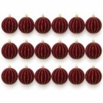 PACK X3 CAJA 6 BOLAS VINOTINTO VELVET CON RAYAS DORADAS 8cm