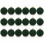 PACK X3 CAJA 6 BOLAS VERDE VELVET CON RAYAS DORADAS 8cm