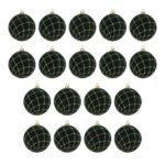 PACK X3 CAJA 6 BOLAS VERDES VELVET CON CUADROS DORADOS 8cm