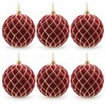 PACK X6 BOLA VINOTINTO VELVET ROMBOS ESCARCHADOS 10cm