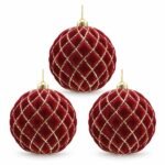 PACK X3 BOLA VINOTINTO VELVET ROMBOS ESCARCHADOS 15cm