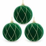 PACK X3 BOLA VERDE VELVET ROMBOS GRANDES ESCARCHADOS 15cm