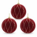 PACK X3 BOLA VINOTINTO VELVET ROMBOS GRANDES ESCARCHADOS 15cm