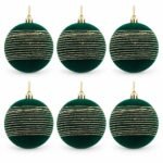 PACK X6 BOLA VERDE CON LINEAS DORADAS 10cm