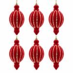 PACK X6 FIG. OVALADA ROJA VELVET CON DORADO 14,6cm