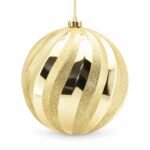 BOLA DORADA BRILLANTE FRANJAS ESCARCHA DORADA 20cm