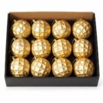 SET X 12 BOLAS ROMBOS DORADOS 8cm