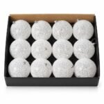 SET X 12 BOLAS BLANCAS BRILLANTES 10cm