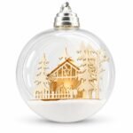 BOLA TRANSPARENTE CON LUZ Y DECORACION CASITA CON PESEBRE 20cm