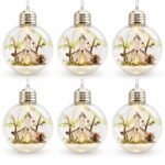 PACK X6 BOLA TRANSPARENTE CON LUZ Y DECORACION IGLESIA Y PALMAS 8cm