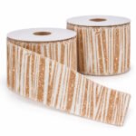 PACK X2 CINTA ALAMBRADA 2.5" X 10YDS VETEADA BLANCO HUESO CON ORO RO