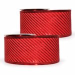 PACK X2 CINTA ALAMBRADA 2.5" X 10YDS ROJA CON LINEAS DIAGONALES META