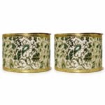 PACK X2 CINTA ALAMBRADA 2.5" X 10YDS HOJAS DORADO CON VERDE