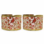 PACK X2 CINTA ALAMBRADA 2.5" X 10YDS PALO DE ROSA CON HOJAS DORADO Y