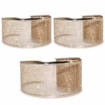 PACK X3 CINTA ALAMBRADA 2.5" X 10YDS MALLA ESCARCHADA CHAMPAGNE