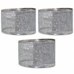 PACK X3 CINTA ALAMBRADA 2.5" X 10YDS MALLA ESCARCHADA PLATEADA
