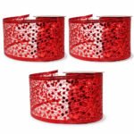 PACK X3 CINTA ALAMBRADA 2.5" X 10YDS CON HILOS Y FLAKES ROJO