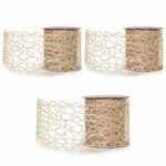 PACK X3 CINTA ALAMBRADA 2.5" X 10YDS TEJIDO ESCARCHADO CHAMPAGNE