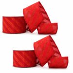 PACK X2 CINTA 6CMX9M FRANJAS ESCARCHADAS ROJA