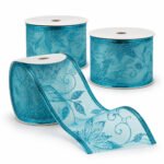PACK X3 CINTA 6CMX9M FIG. FLOR ESCARCHA VELO AZUL