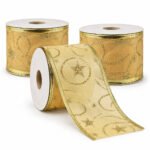 PACK X3 CINTA 6CMX9M ESTRELLAS /ARABESCOS ESCARCH DORADA