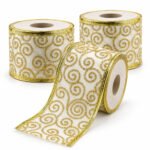 PACK X3 CINTA 6CMX9M ARABESCOS DORADOS BLANCA