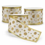 PACK X3 CINTA 6CMX9M BOLITAS DORADAS BLANCA