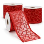 PACK X3 CINTA 6CMX9M VELO ESCARCHADA ROJA