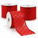 PACK X3 CINTA 6CMX9M ROMBOS/ COPOS DE NIEVE ROJA