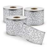 PACK X3 CINTA 6CMX9M ARABESCOS PLATA BLANCA