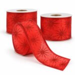 PACK X3 CINTA 6CMX9M ESTRELLAS ESCARCHADAS ROJA