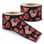 PACK X2 CINTA 6CMX9M CORAZONES ROJOS NEGRA