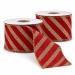 PACK X2 CINTA 6CMX9M LINEAS DORADAS ESCARCHADAS ROJA