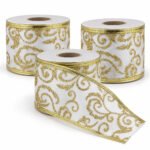 PACK X3 CINTA 6CMX9M ARABESCOS DORADOS BLANCA
