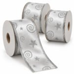 PACK X3 CINTA PLATA ESTRELLA Y ESPIRAL PLATA 9,1MTS*6,3CM