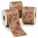PACK X3 CINTA PURPURA ARABESCO FLOR DORADO 9,1MTS*6,3CM