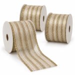 PACK X3 CINTA VELO CHAMPAÑA BICOLOR LINEAS 9,1MTS*6,3CM