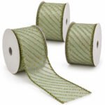 PACK X3 CINTA VELO VERDE LINEAS DIAGONAL DORADO ESC 9,1MTS*6,3CM
