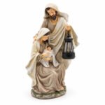 SAGRADA FAMILIA MANTO BLANCO VESTIDO CAFE 31CM POLIRESINA