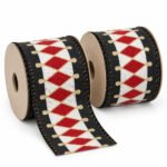 PACK X2 CINTA BORDE NEGRO ROMBOS ROJOS 6.3CMX10YD